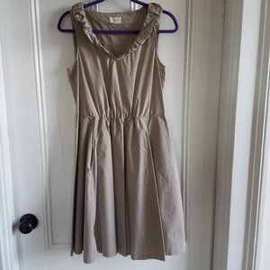The Limited Fit & Flair Dress~Intersting Collar, Pockets~Beige Organic Cotton~6